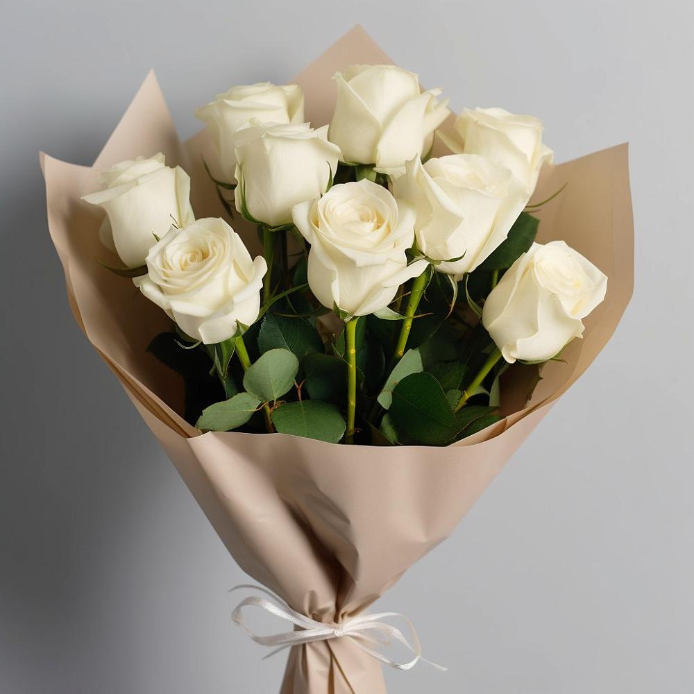 Букет 9 Белых роз Эдлесс Лав в Канске