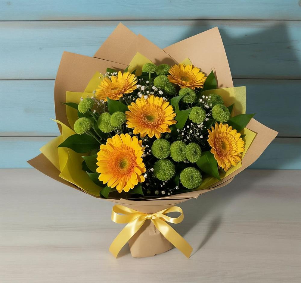 Букет цветов из: Герберы и Хризантемы в Канске