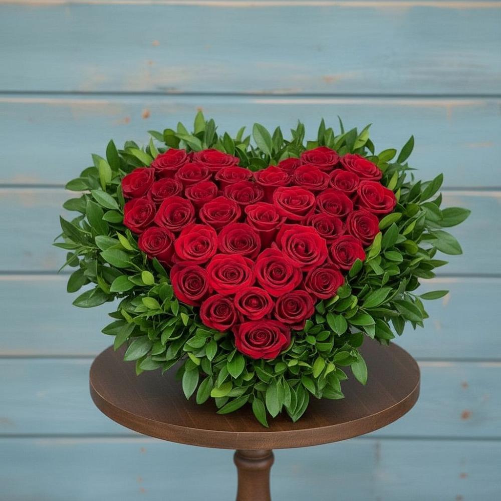 Цветочная композиция из Розы в виде сердца в Канске