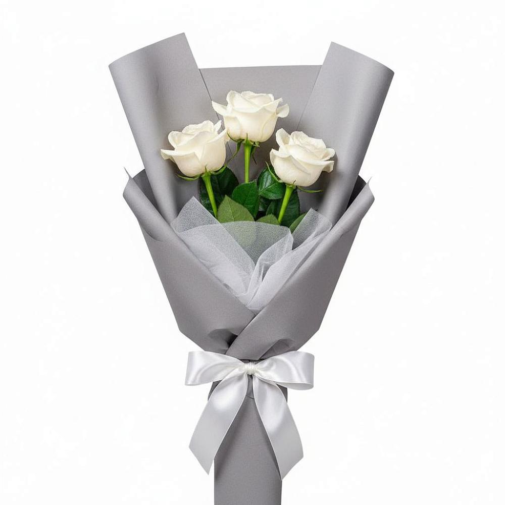 Букет 3 белые розы в Канске