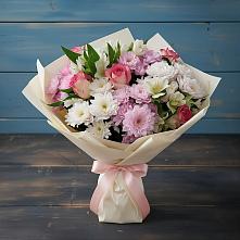Букет цветов из:  Хризантемы, Альстромерии и Розы в Канске