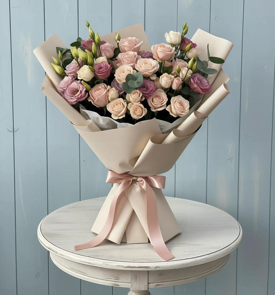 Букет цветов из: Розы и Лизиантусы в Канске