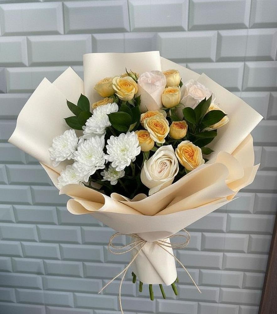 Букет цветов из: Розы и Хризантемы в Канске