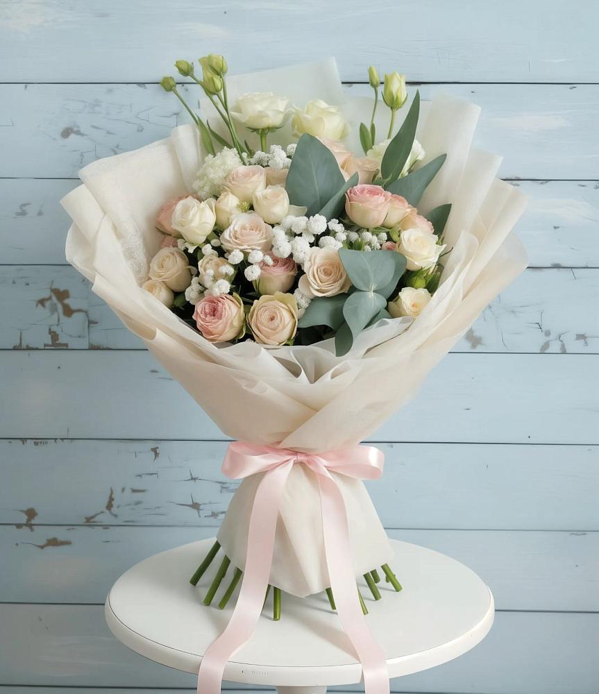 Букет цветов из: Розы и Лизиантусы в Канске