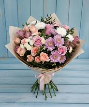 Букет цветов из:  Хризантемы, Розы и Альстромерии #REPLACE_PRED# Канске
