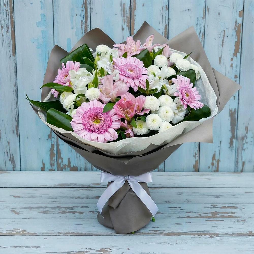 Букет цветов из: Герберы, Альстромерии и Хризантемы в Канске